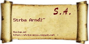 Strba Arnó névjegykártya
